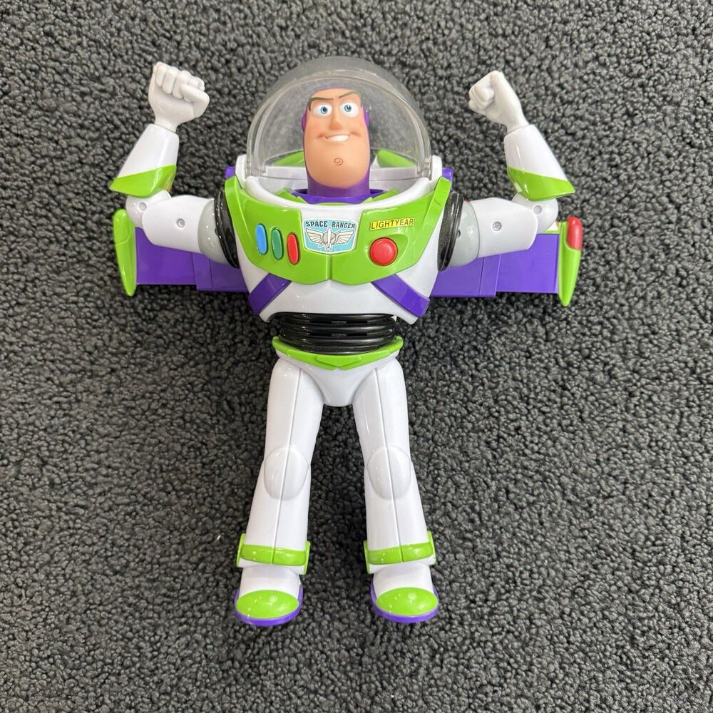 Toy Story 4 Buzz Lightyear with Interactive Drop-Down Action WORKS - 12"
